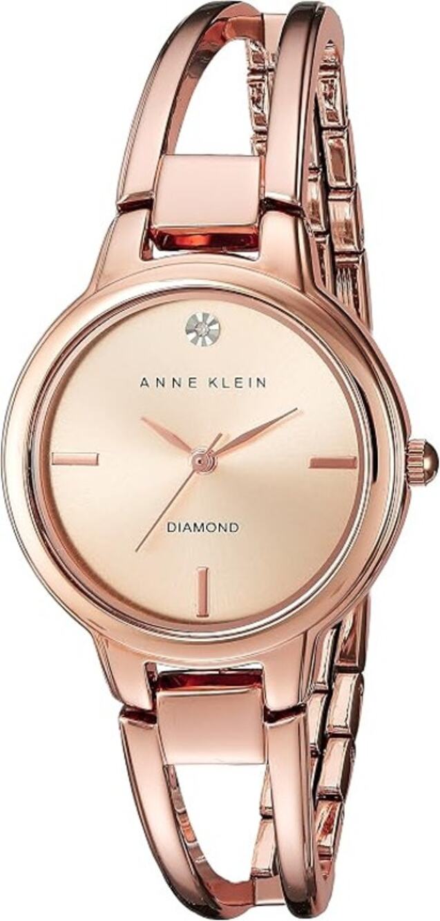 Anne Klein Women's Genuine Diamond Dial Bangle Watch- Rose Gold